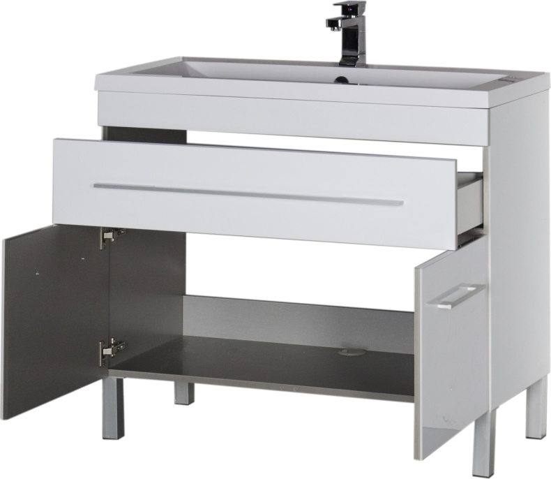 Тумба с раковиной Aquanet Верона 100 белая, 1 ящик, 2 двери 182710 - 5