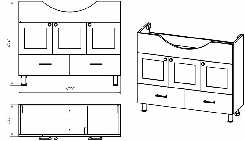 Мебель для ванной Misty Латте 105 П-Лат01105-0322Я - 6