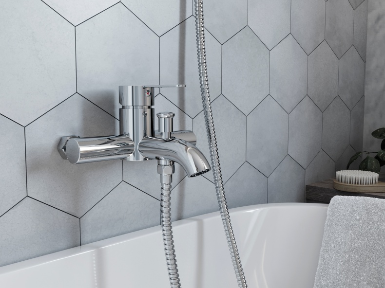 Смеситель для ванны с душем STWORKI by Damixa Стокгольм HFSG10000 хром, однорычажный, настенный, латунь - 1