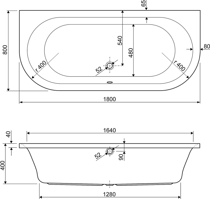 Акриловая ванна Cezares Metauro Wall 180x80 METAURO-wall-180-80-40 - 2