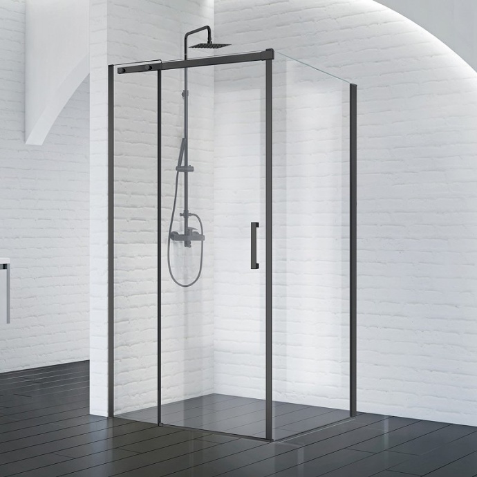 Душевой уголок BelBagno Acqua 120х90 профиль черный стекло прозрачное ACQUA-AH-1-120/90-C-NERO - 1