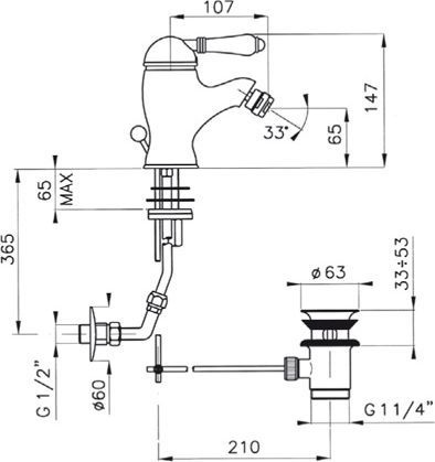 Смеситель для биде Nicolazzi Classico бронза  3403DB75 - 3