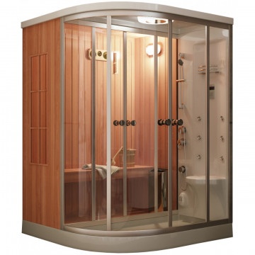 Душевая кабина Frank 150х150 левая с финской сауной F-915 L - 0