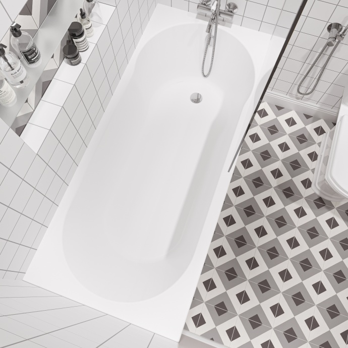 Акриловая ванна STWORKI Хельсинки 160x70 с каркасом, прямоугольная, российская, пристенная, встраиваемая 292212 - 1
