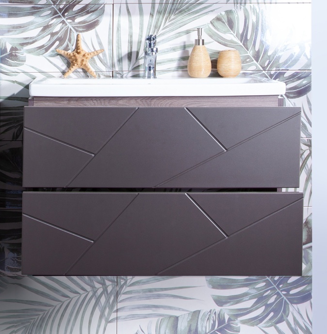 Тумба с раковиной Бриклаер Кристалл 80 софт графит - 5