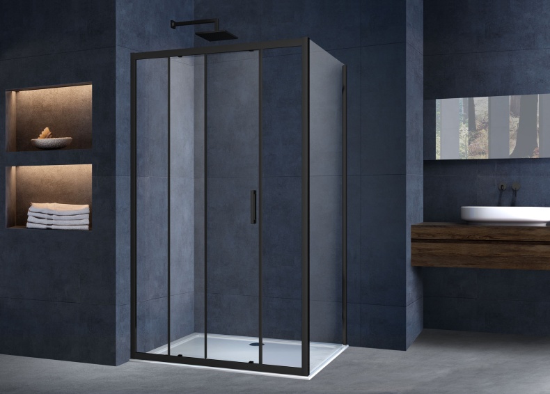 Душевой уголок Vincea Alpha 120х90 профиль черный стекло прозрачное  VSR-3AL9012CLB - 1