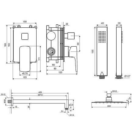 Душевой набор встраиваемый Excellent Keria хром AREX.SET.2045CR - 2
