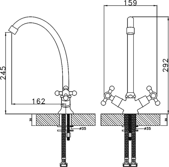 Смеситель для кухонной мойки Rossinka  хром  G02-71 - 1