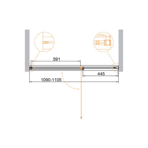 Душевая дверь Cezares Urban 110х195 черный  URBAN-B-12-110-C-NERO - 4