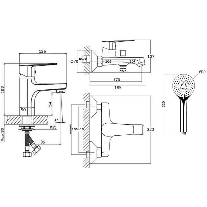 Комплект смесителей Orange Loop черный M26-311b - 14