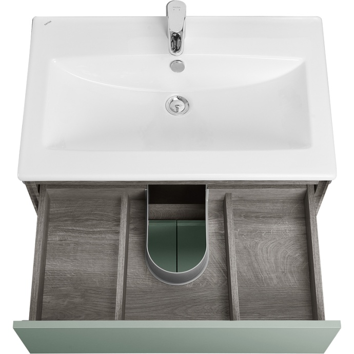 Тумба под раковину Aquaton Форест 75 зеленый-темное дерево 1A278301FR9C0 - 4