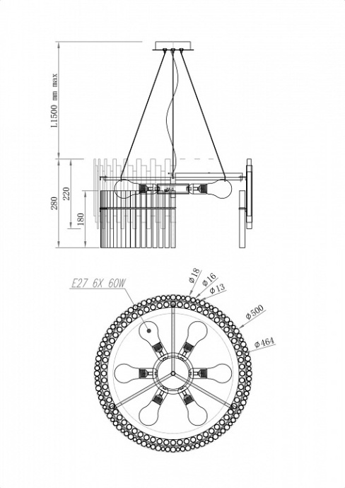 Подвесная люстра Maytoni Coliseo MOD135PL-06BS - 2