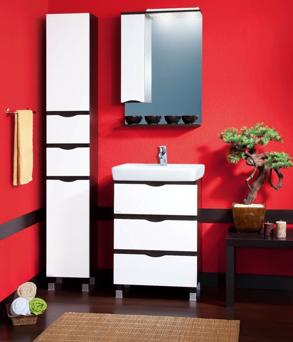 Зеркало-шкаф Бриклаер Токио 60 L венге, белый глянец 4627125411557 - 1