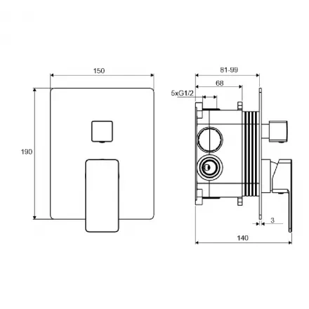 Смеситель для душа встраиваемый Excellent Keria черный матовый AREX.2047BL - 1