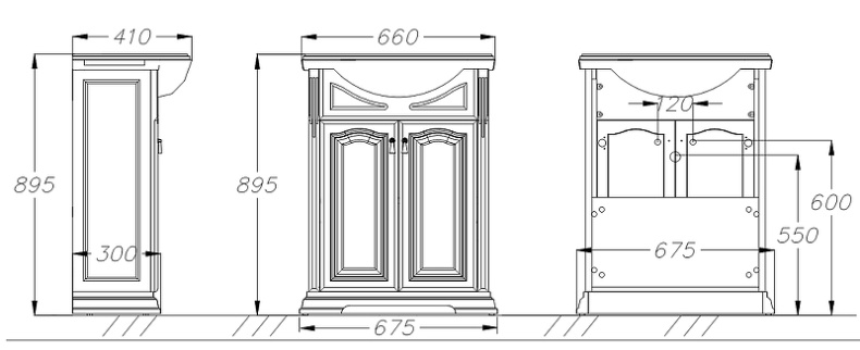 Тумба под раковину Opadiris Риспекто 65 темное дерево 00-00005814 - 3