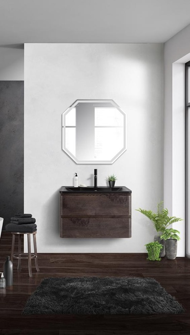 Тумба с раковиной BelBagno Albano 80 темное дерево - 15