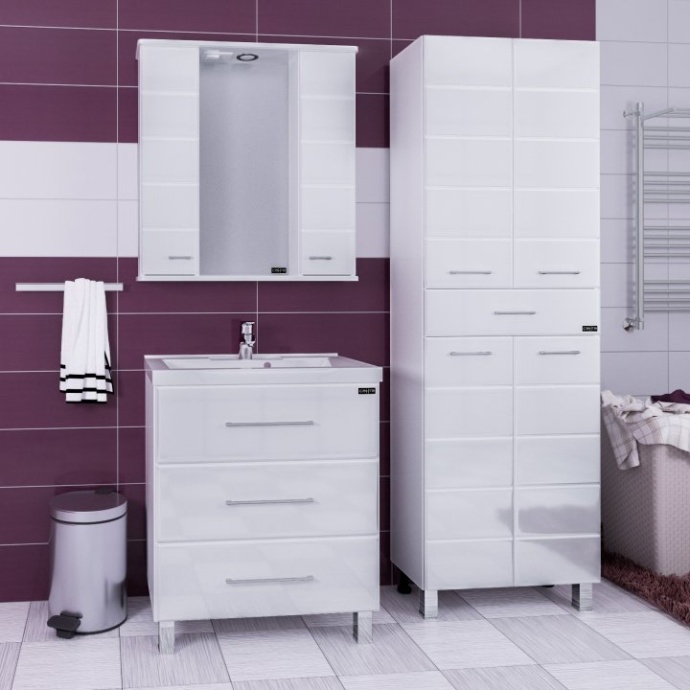 Зеркало-шкаф Санта Омега 75 с подсветкой белый 107005 - 2