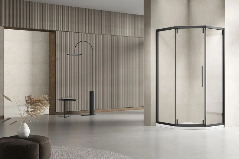Душевой уголок Vincea Show 100x100 профиль черный стекло прозрачное VSP1-4SH100CLB - 1