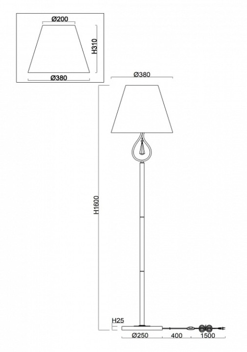 Торшер Freya Madeline FR2019FL-01BS - 1