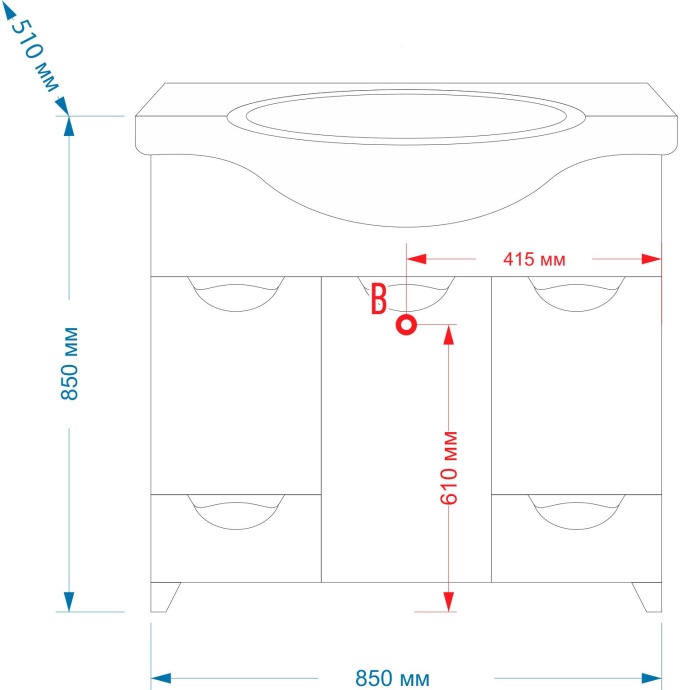 Тумба для комплекта Misty Жасмин 85 белая эмаль, 2 ящика, БК П-Жас01085-011К2Я - 3