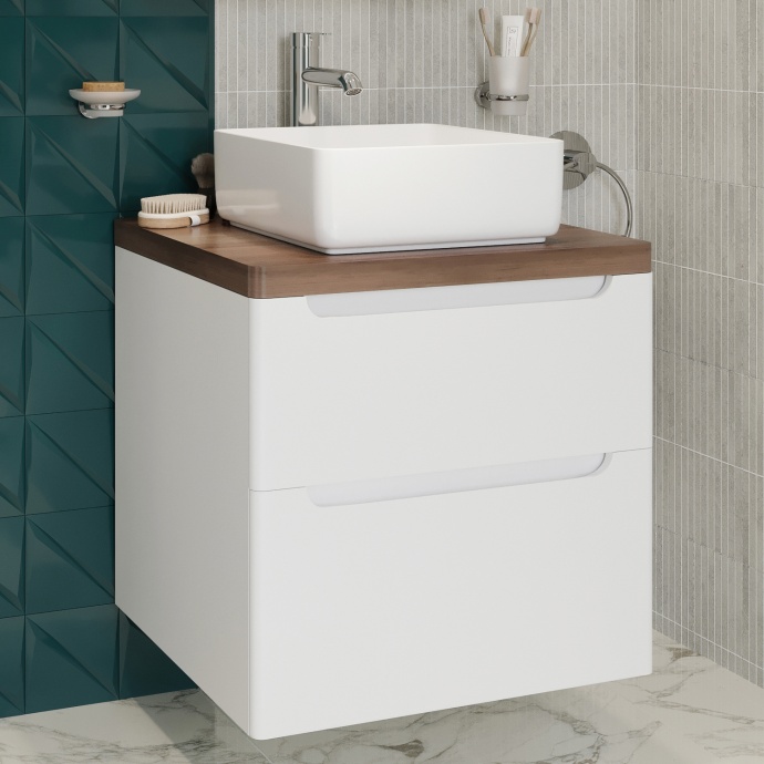 Тумба с раковиной STWORKI Берген 60 белая с темной столешницей, City 1 549372 - 1