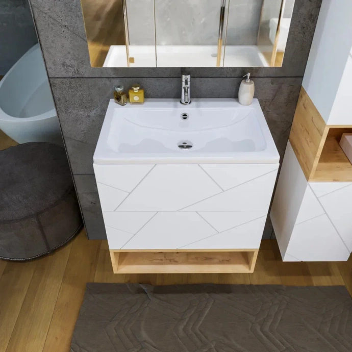 Тумба под раковину Бриклаер Кристалл 70 белая матовая  4627125415951 - 4