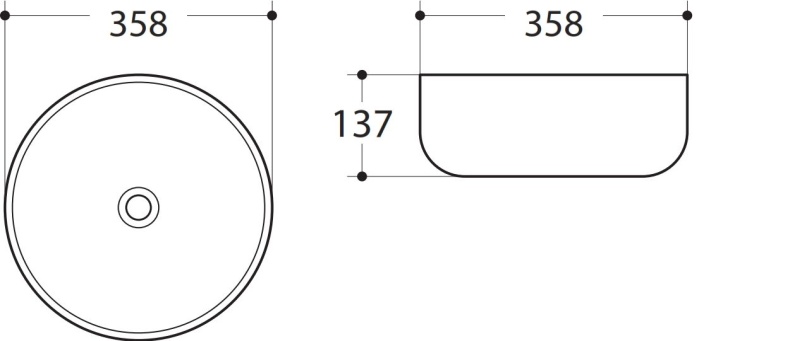 Раковина керамическая накладная AM-102, цвет белый, 358x358x137 - 1