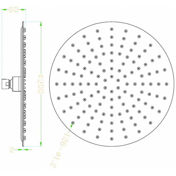 Верхний душ Rav Slezak 20х20 хром KS0011 - 3