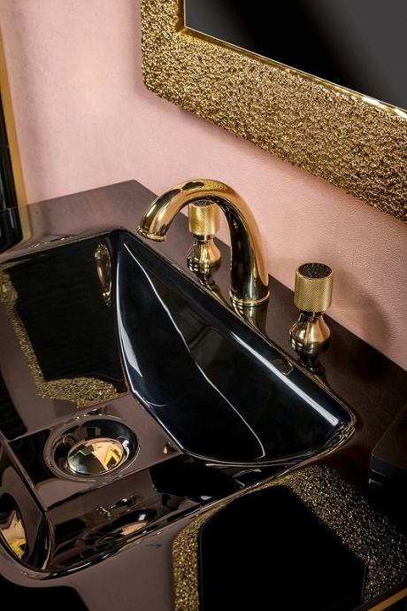 Тумба под раковину моноблок Boheme Armadi Art Monaco 100 черный глянец - золото 866-100-BG - 7