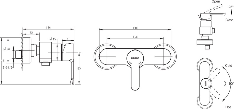 Смеситель Bravat Stream F93783C-01A для душа - 2