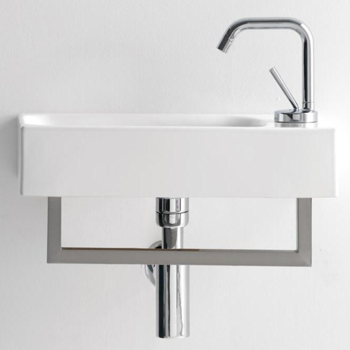 KERASAN Cento раковина 45х25см с 1отв под смеситель справа - DX, (с отверстиями для крепления к стене), цвет белый 353701R*1 - 0