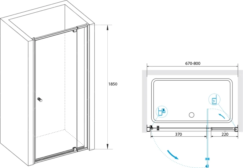 Душевая дверь RGW Passage PA-02 70х185 профиль хром стекло рифленое 41080207-51 - 2