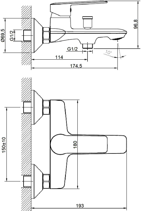 Смеситель для ванны с душем STWORKI Колдинг KO-02cr - 6