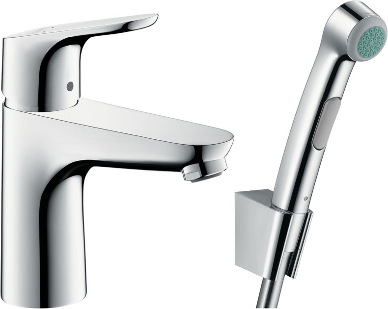 Смеситель Hansgrohe Focus 31927000 для раковины с гигиеническим душем, с донным клапаном Push-Open - 0