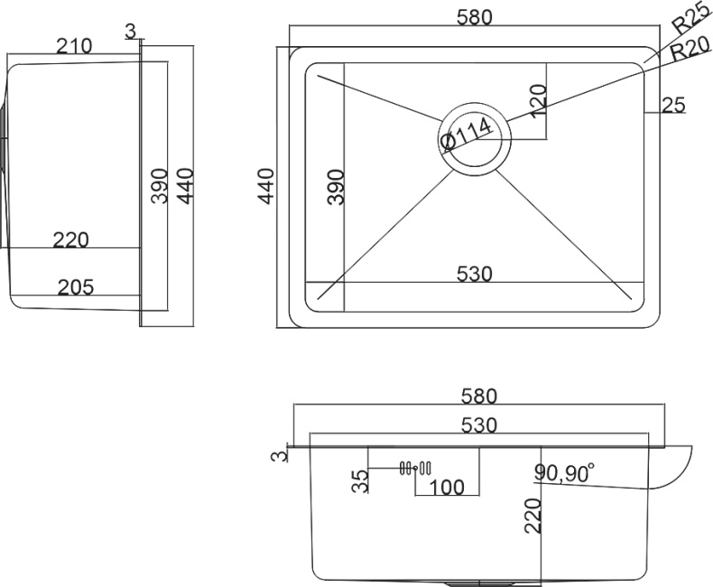 Мойка кухонная Zorg Inox HD 5844 - 1