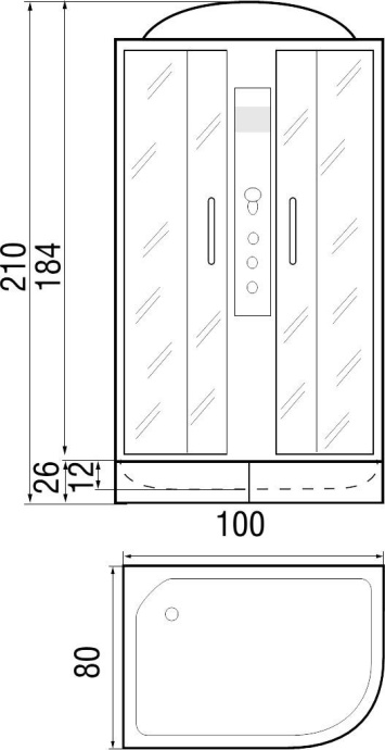 Душевая кабина с поддоном River Desna 100/80/24 MT L  10000002556 - 2