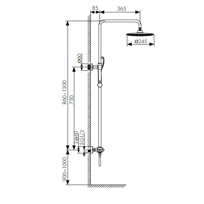Душевая стойка Kaiser Plane 07177 - 1