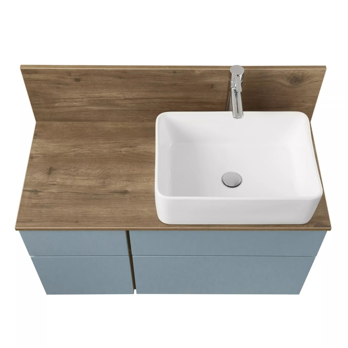 Тумба с раковиной Mila 50 и столешницей Aquaton Мишель 100 голубой-светлое дерево 1A2569K3MIDR0 - 2