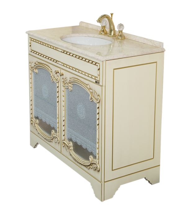 Тумба под раковину Misty Элис 80 бежевая с золотом Л-Эли01080-033Пр - 1