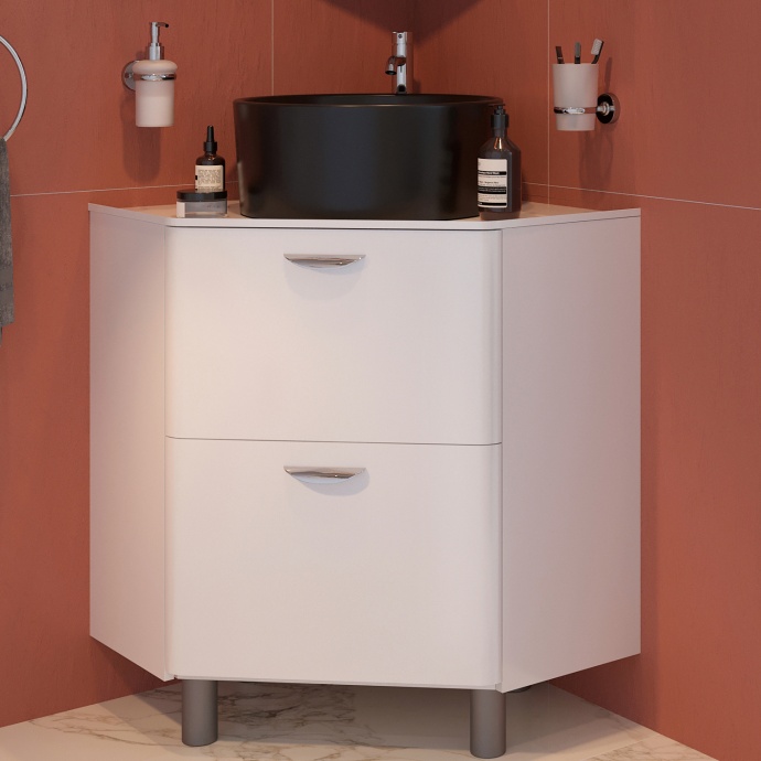 Тумба с раковиной STWORKI Лунд 60 белая, BOCCHI Vessel 1174-004-0125 черная матовая 548145 - 0