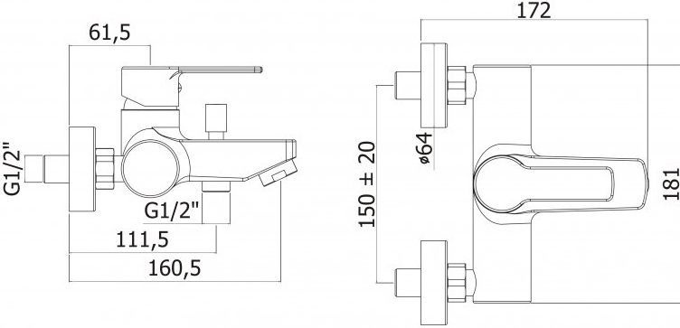 Смеситель Cezares Fuoco VM-01 для ванны с душем FUOCO-VM-01 - 1