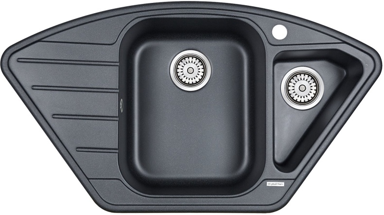 Комплект Мойка кухонная Paulmark Wiese PM529050-BLM черный металлик + Смеситель Paulmark Essen Es213011-418 для кухонной мойки, черный металлик - 1