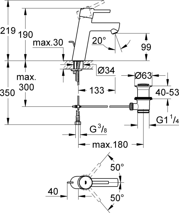 Смеситель Grohe Concetto 23450001 для раковины - 7