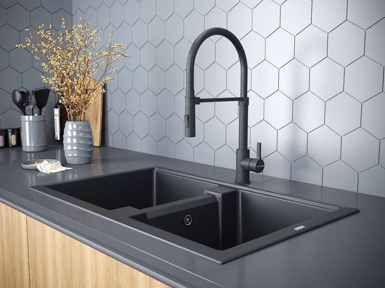 Смеситель для кухни Paulmark Halt темно - серый матовый Ha214021-401 - 11