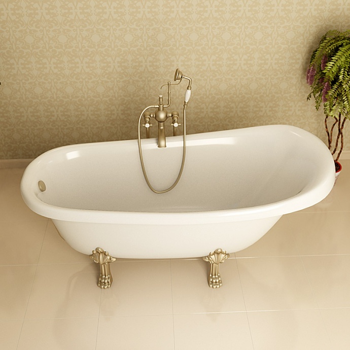 Ванна из искусственного камня Фэма Салерно белая, ножки золото САЛЕРНО-GOLD - 2