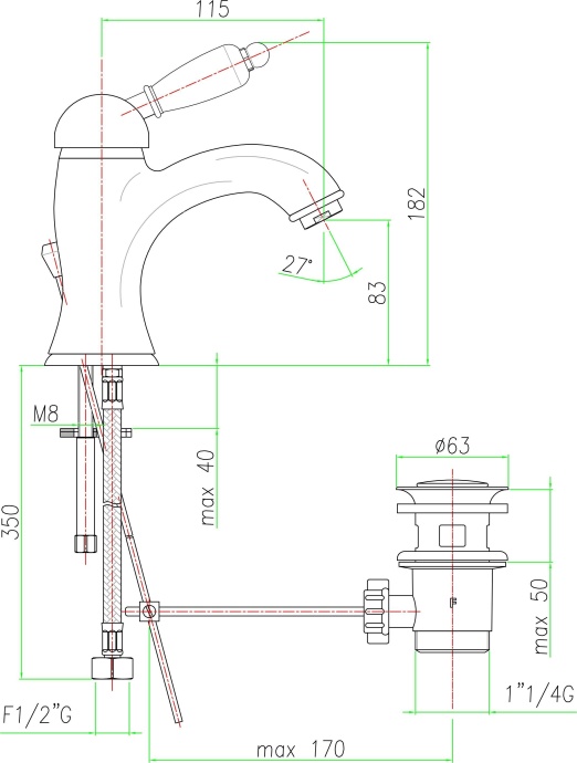 Смеситель для раковины Fiore  хром  83CR5221 - 1