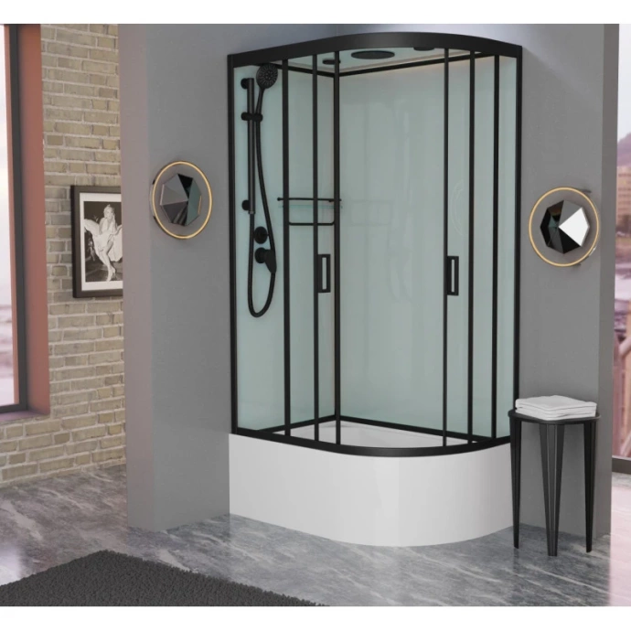 Душевая кабина Frank 120х80 черная левая стекло матовое 20074 - 1