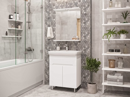 Тумба с раковиной Misty Байкал 65 белая глянцевая УТ000013699 - 2