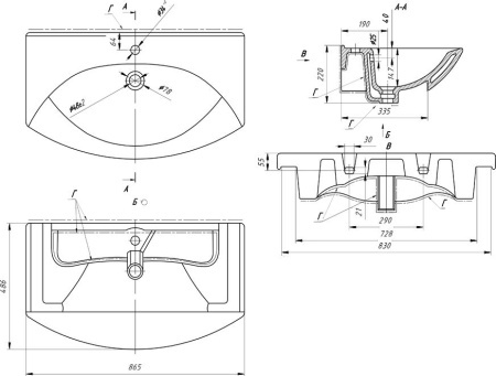 Тумба с раковиной Misty Латте 85 бежевая глянцевая УТ000010191 - 3