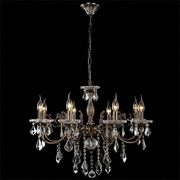 Подвесная люстра Eurosvet Elisha 3281/8 античная бронза/прозрачный хрусталь Strotskis - 4
